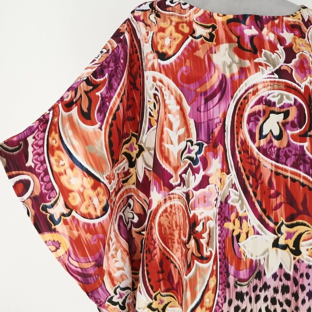Chico's sz 2 (12-14) Vibrant Paisley and Leopard Blouse - Picture 10 of 13